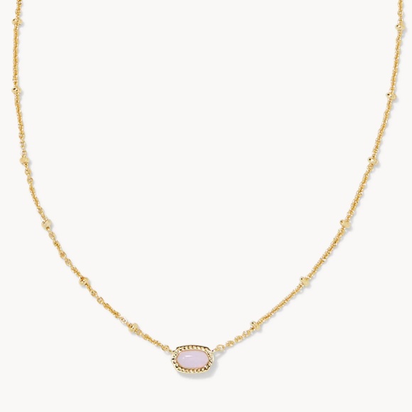 Kendra Scott Jewelry - Kendra Scott Mini Elisa Gold Satellite Short Pendant Necklace in Pink Opalite